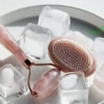 Ice cubes in a tray with roller and brush
